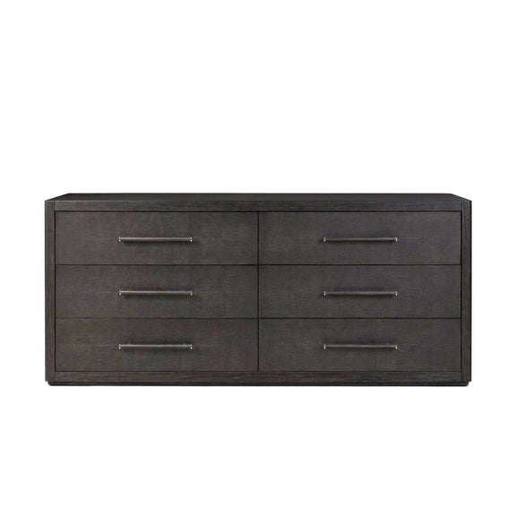 Bucco 6 Drawer Dresser - Black Faux Shagreen