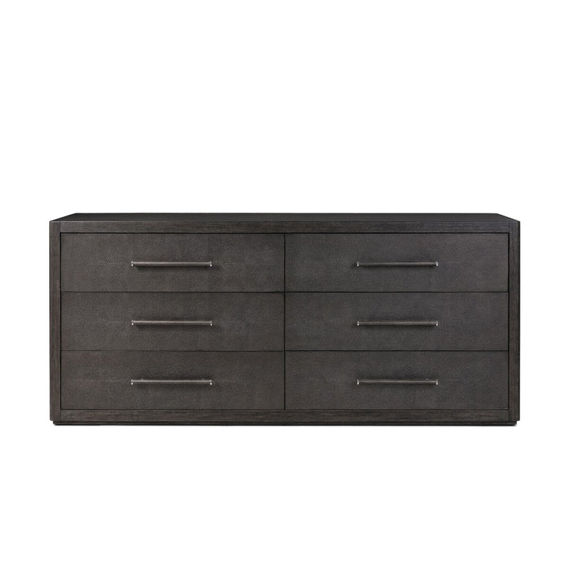 Bucco 6 Drawer Dresser - Black Faux Shagreen