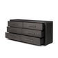 Bucco 6 Drawer Dresser - Black Faux Shagreen