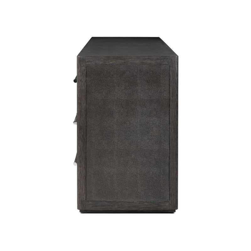 Bucco 6 Drawer Dresser - Black Faux Shagreen