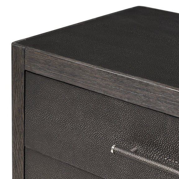 Bucco Nightstand - Black Faux Shagreen