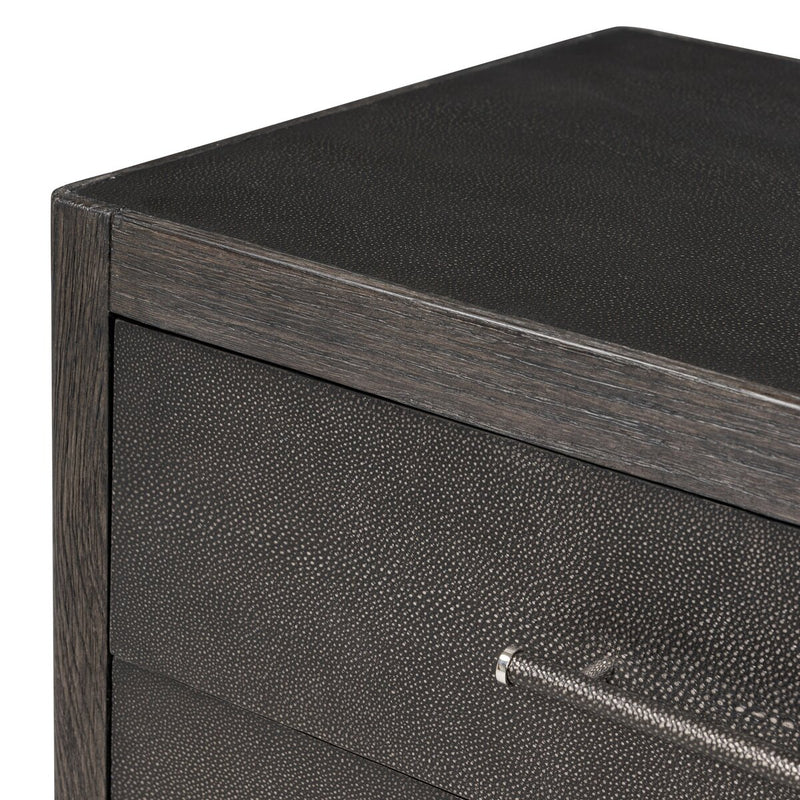 Bucco Nightstand - Black Faux Shagreen