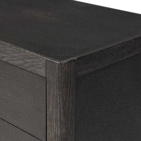 Bucco Nightstand - Black Faux Shagreen