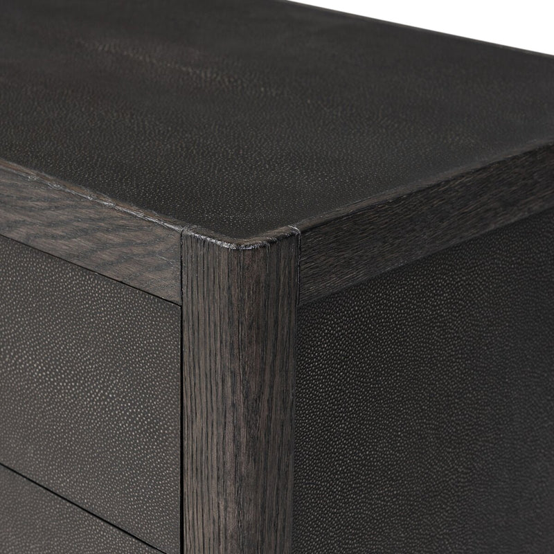 Bucco Nightstand - Black Faux Shagreen