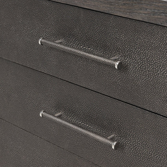 Bucco Nightstand - Black Faux Shagreen