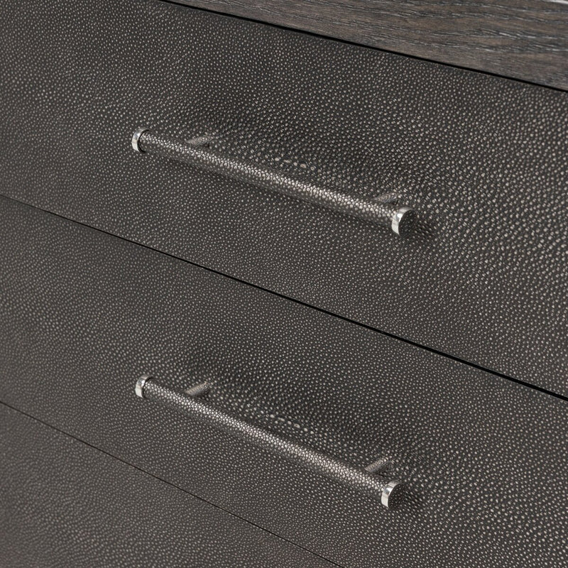 Bucco Nightstand - Black Faux Shagreen