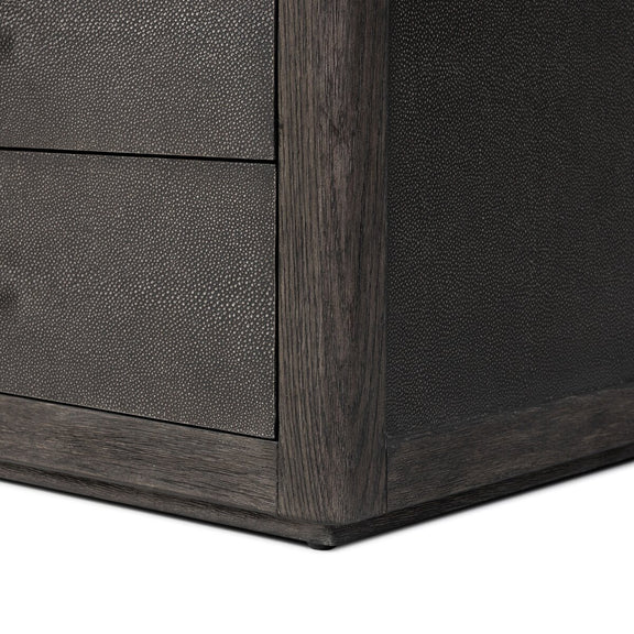 Bucco Nightstand - Black Faux Shagreen