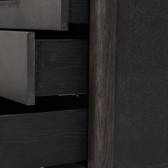 Bucco Nightstand - Black Faux Shagreen