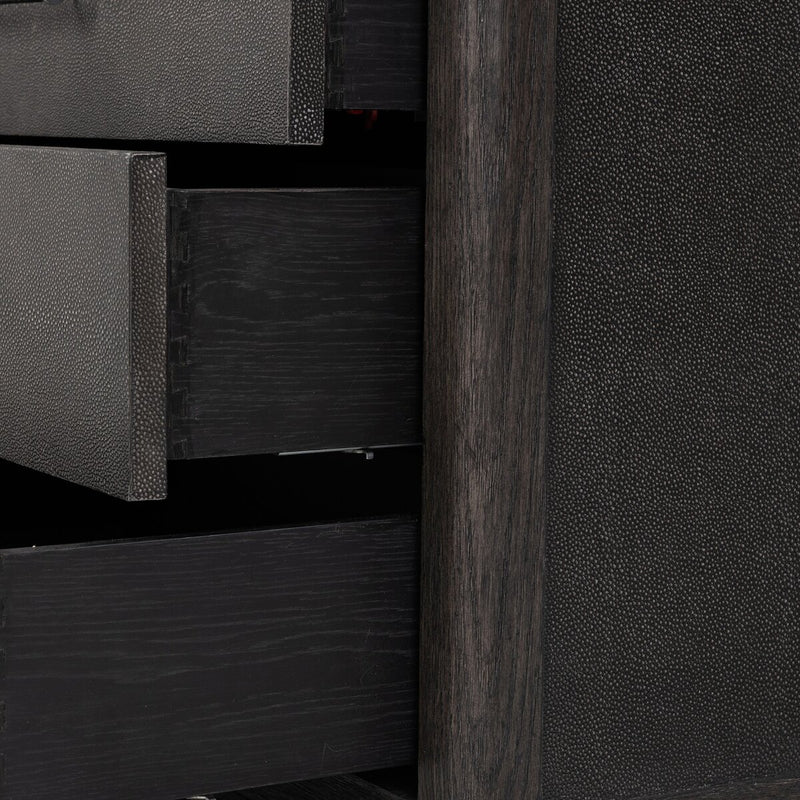Bucco Nightstand - Black Faux Shagreen