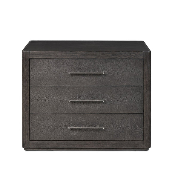 Bucco Nightstand - Black Faux Shagreen