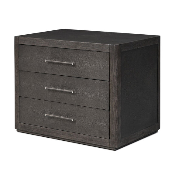 Bucco Nightstand - Black Faux Shagreen