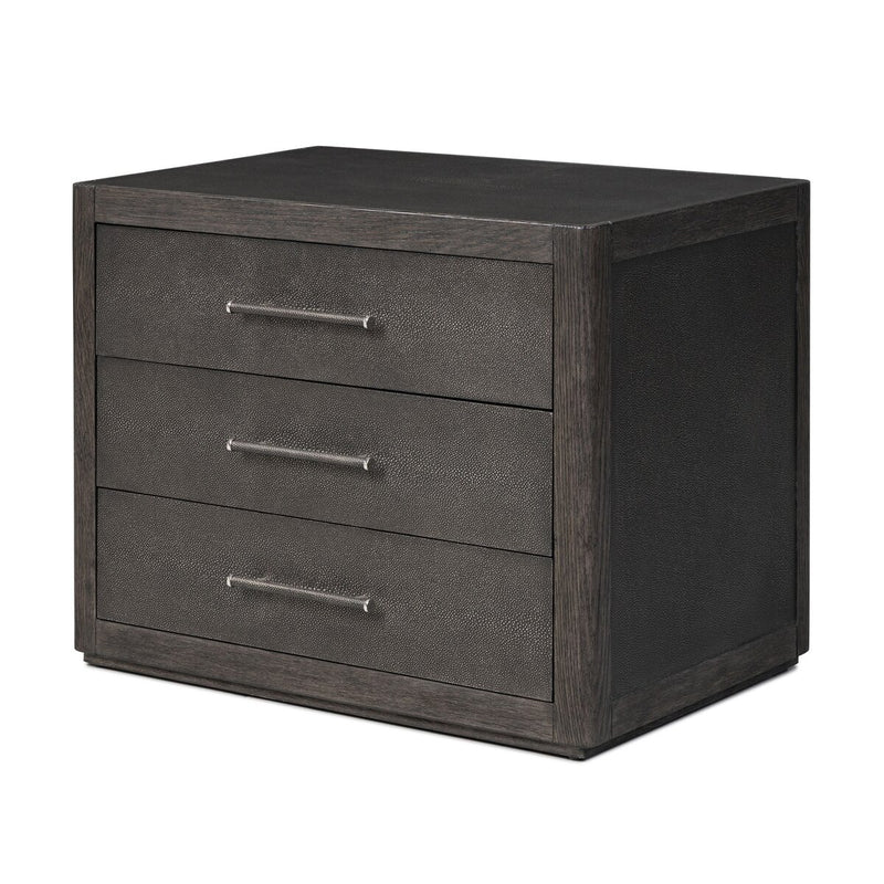 Bucco Nightstand - Black Faux Shagreen