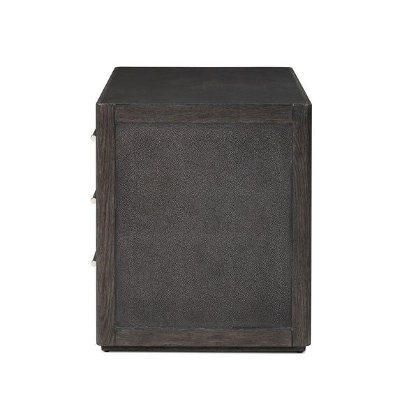 Bucco Nightstand - Black Faux Shagreen
