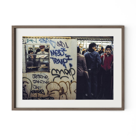 New York City Subway by Barbara Alper - Rustic Walnut