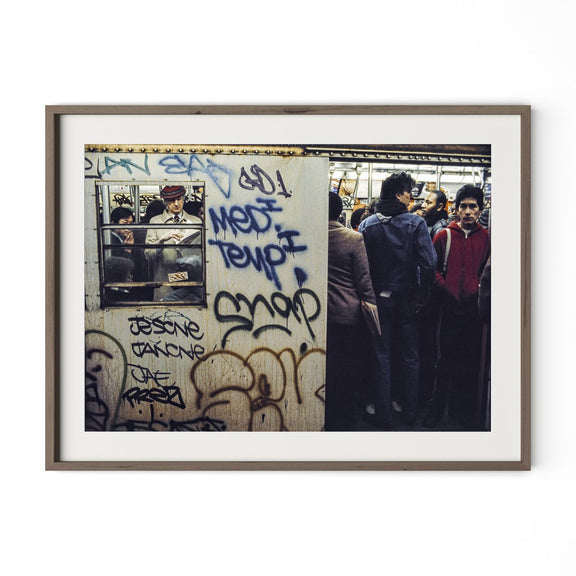 New York City Subway by Barbara Alper - Rustic Walnut