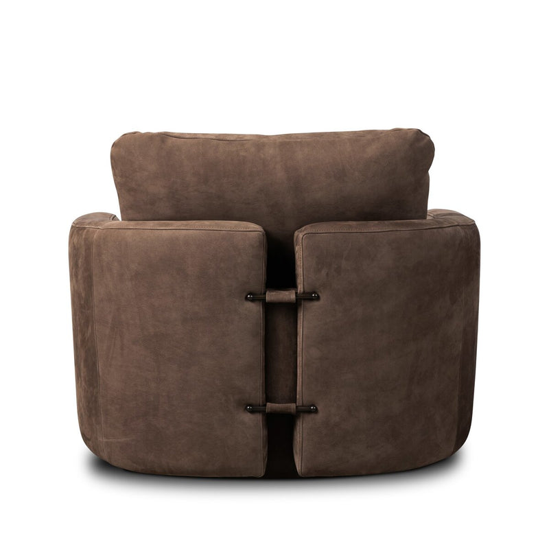 Lanvien Swivel Chair - Nubuck Cigar