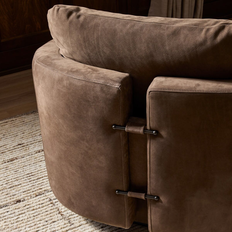 Lanvien Swivel Chair - Nubuck Cigar