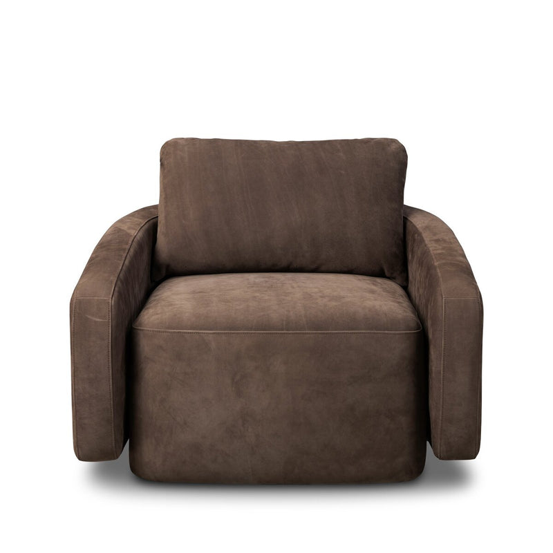 Lanvien Swivel Chair - Nubuck Cigar