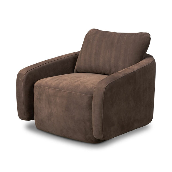 Lanvien Swivel Chair - Nubuck Cigar