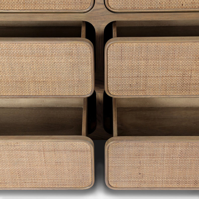Maia 6 Drawer Dresser - Dusty Brown Cane