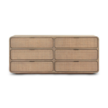 Maia 6 Drawer Dresser - Dusty Brown Cane