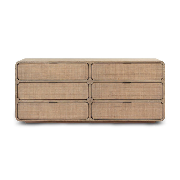 Maia 6 Drawer Dresser - Dusty Brown Cane