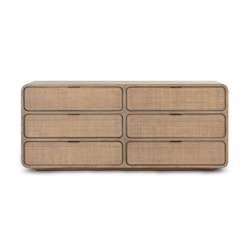 Maia 6 Drawer Dresser - Dusty Brown Cane