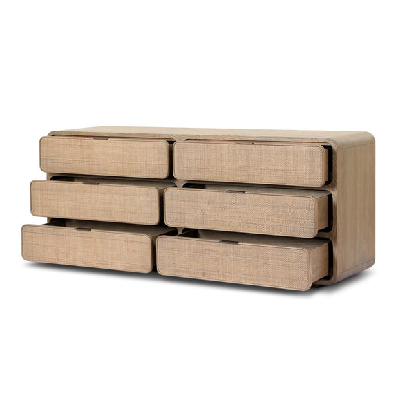 Maia 6 Drawer Dresser - Dusty Brown Cane