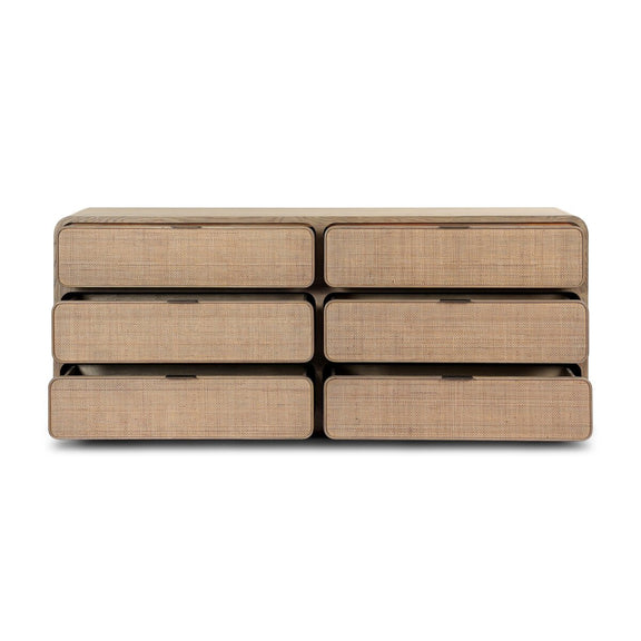 Maia 6 Drawer Dresser - Dusty Brown Cane