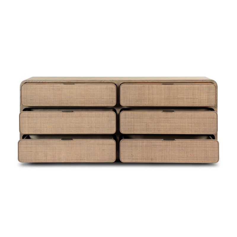Maia 6 Drawer Dresser - Dusty Brown Cane