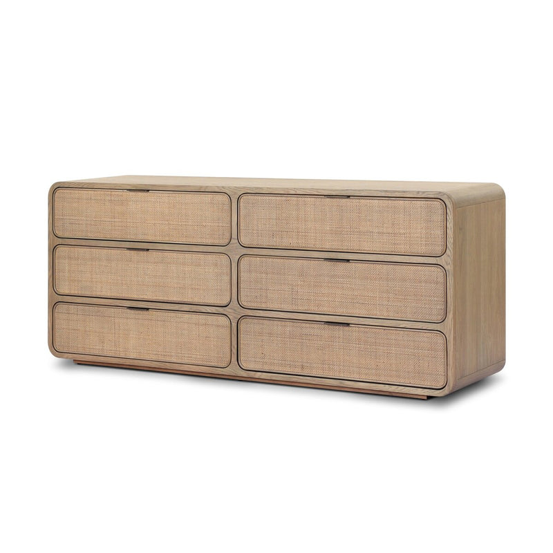 Maia 6 Drawer Dresser - Dusty Brown Cane