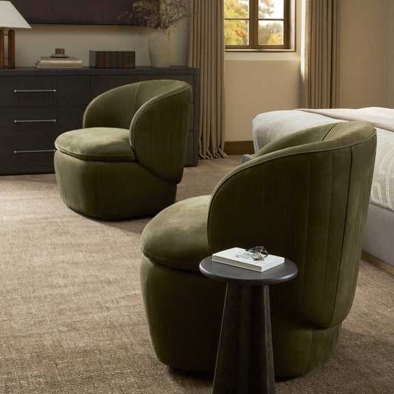 Valentine Swivel Chair - Nubuck Olive