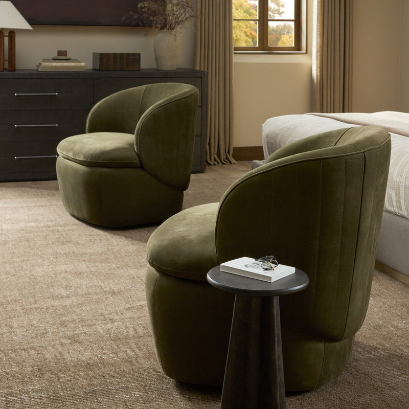 Valentine Swivel Chair - Nubuck Olive