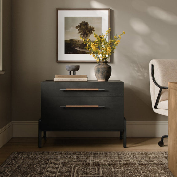 Rosedale Wide Filing Cabinet - Ebony Oak Veneer