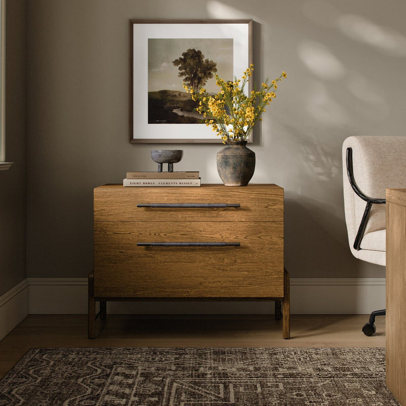Rosedale Wide Filing Cabinet - Amber Oak Veneer