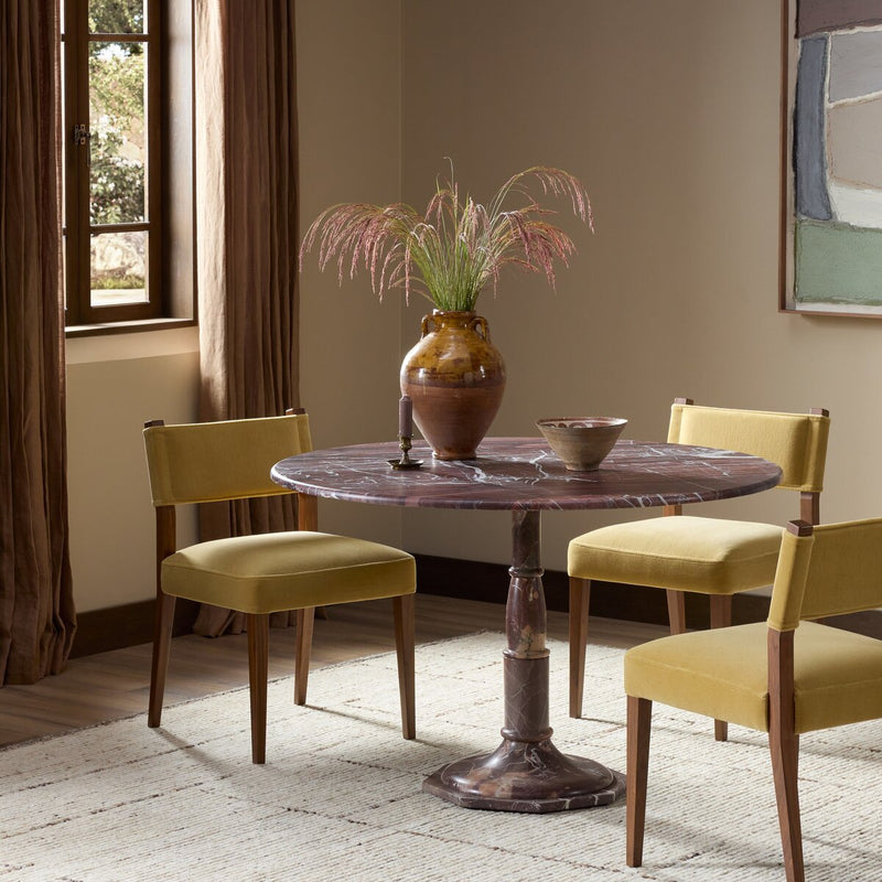 Lucy Round Marble Dining Table-48" - Merlot Marble