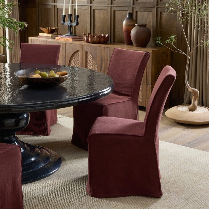 Vista Two Tone Slipcovered Dining Chair - Broadway Bordeaux