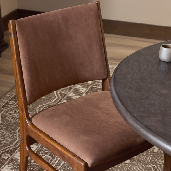 Bina Leather Dining Chair - Nubuck Tobacco