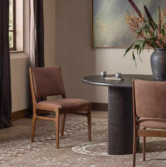 Bina Leather Dining Chair - Nubuck Tobacco
