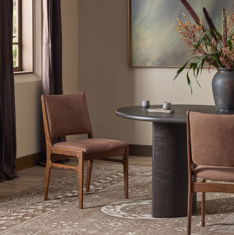 Bina Leather Dining Chair - Nubuck Tobacco