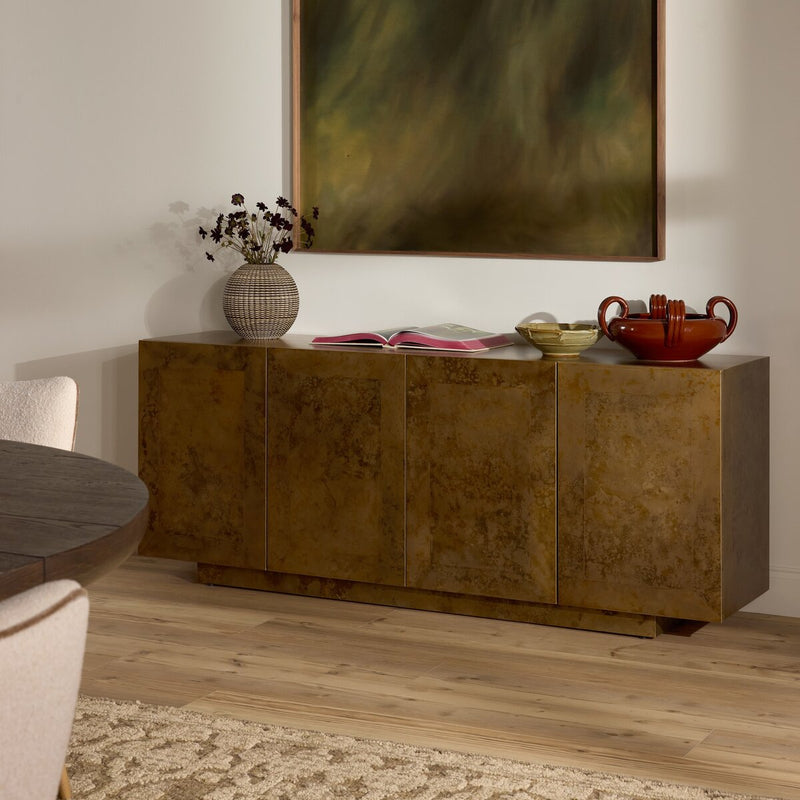 Freda Four Door Sideboard - Antiqued Brass Aluminum