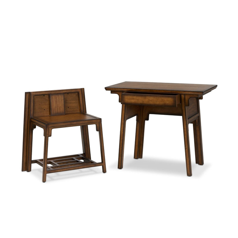 Zhang Desk With Chair - Burnt Umber Eucalyptus Veneer