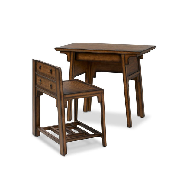 Zhang Desk With Chair - Burnt Umber Eucalyptus Veneer