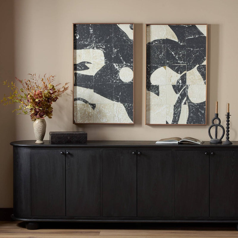 Fragment Diptych by Douglas Galloway - Rustic Walnut Floater
