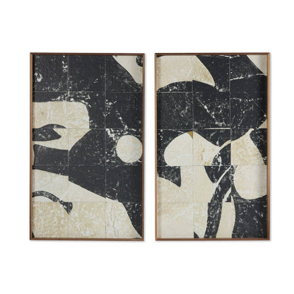 Fragment Diptych by Douglas Galloway - Rustic Walnut Floater