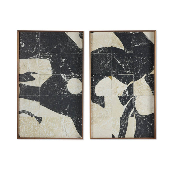 Fragment Diptych by Douglas Galloway - Rustic Walnut Floater