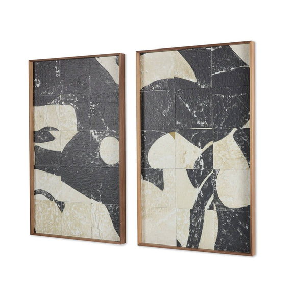 Fragment Diptych by Douglas Galloway - Rustic Walnut Floater