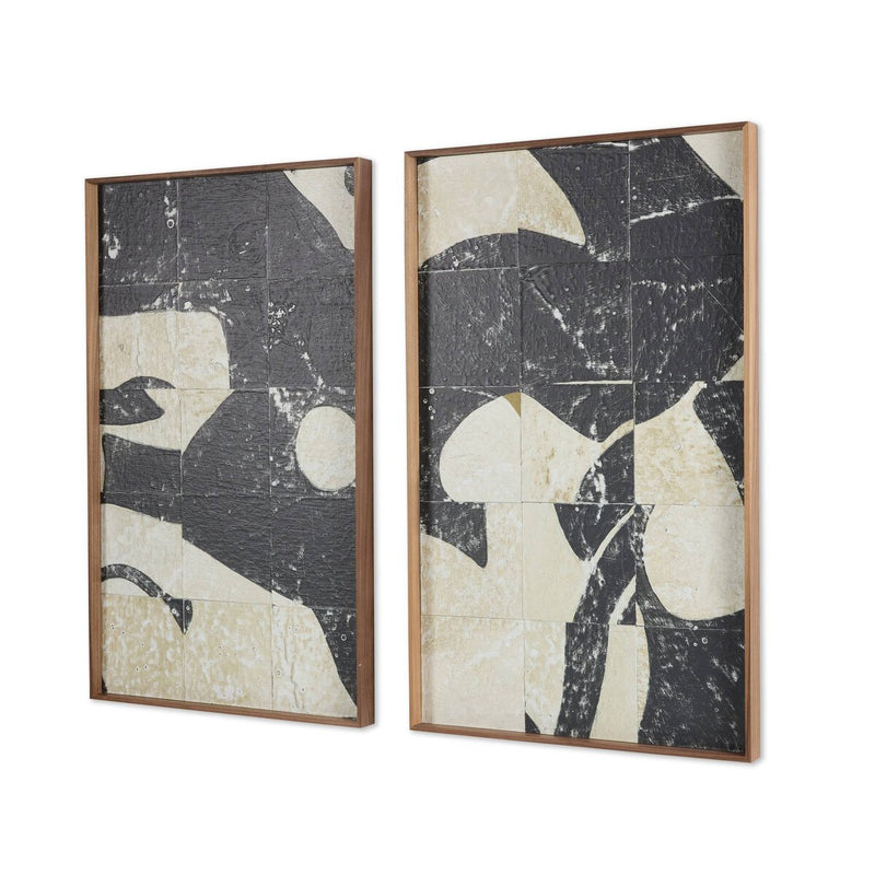 Fragment Diptych by Douglas Galloway - Rustic Walnut Floater