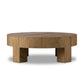 Abaso Round Coffee Table - Rustic Wormwood Oak