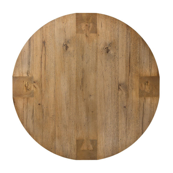 Abaso Round Coffee Table - Rustic Wormwood Oak